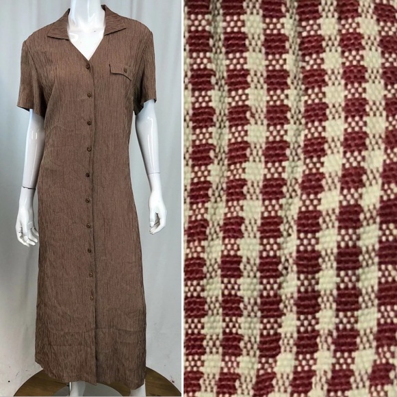 Vintage 90s Talbots Checkered Maxi Shirt Dress XL - Picture 1 of 4